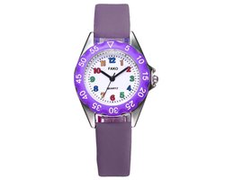 Fako® - Kinderhorloge - Regenboog - Ø 32mm - Paars