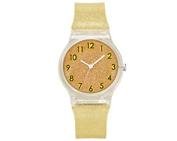 Fako® - Kinderhorloge - Shiny Glitter - Plastic - Ø 34mm - Goud