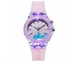 Fako® - Kinderhorloge - Siliconen - Light - Ø 38mm - Love Rabbit - Roze