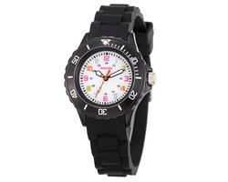 Fako® - Kinderhorloge - Siliconen - Regenboog - Zwart