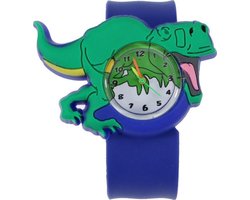 Fako® - Kinderhorloge - Slap On Mini - Dinosaurus - Blauw/Groen