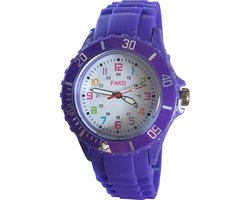 Fako® - Kinderhorloge XL - Siliconen - Ø 40mm - Regenboog - Paars