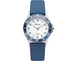 Garonne kinderhorloge 27 mm metaal-leder zilverkleurig-aquablauw KV22Q468