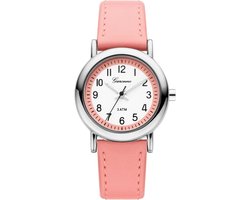 Garonne kinderhorloge 27 mm metaal-leder zilverkleurig-roze KV20Q467