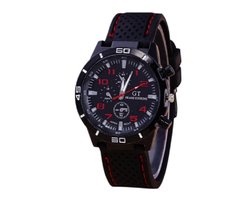 GT sportief - Tiener Horloge - 44 mm - Siliconen - Zwart/Rood