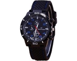 GT sportief - Tiener Horloge - Siliconen - 44 mm – Zwart/Blauw