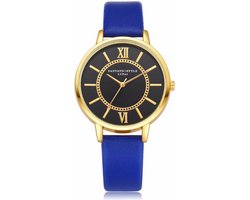 Hidzo Horloge LVPAI Ø 37 mm - Blauw - Kunstleer