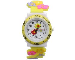 Horloge voor Kinderen - Bloemen - Kast 32 mm - Geel