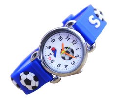 Jongens horloge voetbal donkerblauw met siliconen bandje.