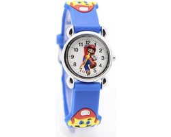 Kinder horloge Mario donkerblauw met siliconen bandje