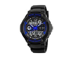 Kinderhorloge – Analoog Digitaal – Chronograaf – Shockproof – Blue - Giftbox - Ø 42 mm