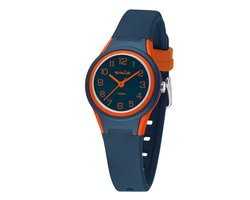 Kinderhorloge Jongen - Horloge Kind / Tiener - Jongens horloge Waterdicht - Analoog - Donkerblauw / Oranje - Sinar - XB-47-12