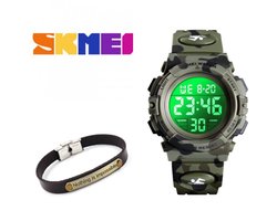 Kinderhorloge- kinderhorloge jongen - digitale kinderhorloge- army camouflage- waterdicht - sport watch - INCLUSIEF ARMBANDJE