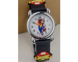 Kinderhorloge Mario met zwart siliconen bandje