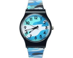 Kinderhorloge Militaire look Camouflage blauw