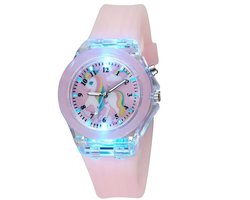 Lichtgevende horloge roze unicorn - eenhoorn