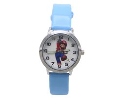 Mario kinderhorloge lichtblauw bandje