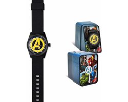 Marvel Avengers analoge Tiener Horloge in metalen geschenkverpakking - Zwart - 6 x 9 x 8 CM