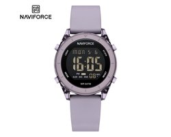 NAVIFORCE horloge met paarse siliconen polsband, zwarte wijzerplaat en paarse horlogekast voor jongens en meisjes met stijl ( model 7108 PEPE )