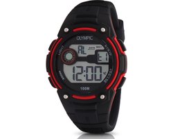 Olympic OL45HKR015 Digital Horloge - Voor Kinderen - Mineraalglas - Kunststof - Blauw/Zwart - 35 mm breed - Quartz - Gesp - 10 ATM (zwemmen)