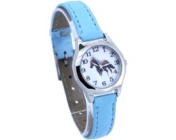 Pony / paarden horloge - licht blauw - 20 mm - I-deLuxe verpakking