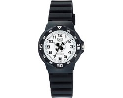 Q&Q-Horloge-Kinder-Voetbal-Dames-Heren-Analoog-Waterdicht-10Bar-33MM-Kunstof-Zwart