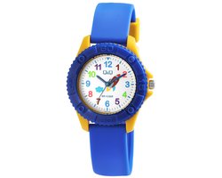 Q&Q-Kinder horloge-Raket-Blauw/Geel-35mm kast-10bar waterdicht