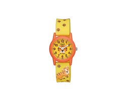 Q&Q V22A-016VY - Horloge - Sport - Analoog - Kinderen - Unisex - Plastic band - Rond - Kunststof - Cijfers - Tijger - Oranje - Geel - Bruin - 10 ATM