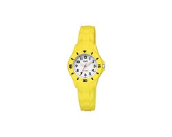 Q&Q V26A-002VY - Horloge - Sport - Analoog - Kinderen - Unisex - Plastic band - Rond - Kunststof - Cijfers - Geel - Wit - 10 ATM