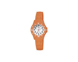 Q&Q V26A-003VY - Horloge - Sport - Analoog - Kinderen - Unisex - Plastic band - Rond - Kunststof - Cijfers - Oranje - Wit - 10 ATM