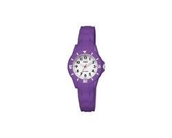 Q&Q V26A-004VY - Horloge - Sport - Analoog - Kinderen - Unisex - Plastic band - Rond - Kunststof - Cijfers - Paars - Wit - 10 ATM