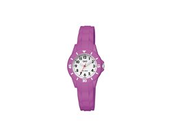 Q&Q V26A-005VY - Horloge - Sport - Analoog - Kinderen - Unisex - Plastic band - Rond - Kunststof - Cijfers - Roze - Wit - 10 ATM