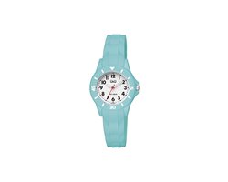 Q&Q V26A-006VY - Horloge - Sport - Analoog - Kinderen - Unisex - Plastic band - Rond - Kunststof - Cijfers - Turkoois - Wit - 10 ATM