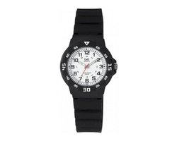 Q&Q VR19J003Y - Horloge - Sport - Analoog - Dames - Vrouwen - Kinderen - Plastic band - Rond - Kunststof - Cijfers - Zwart - Wit