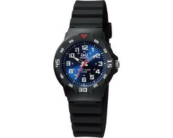 Q&Q VR19J005Y - Horloge - Sport - Analoog - Dames - Vrouwen - Kinderen - Plastic band - Rond - Kunststof - Cijfers - Zwart - Rood - Wit - Blauw - 10 ATM