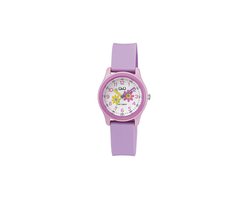 Q&Q VS59J004Y - Horloge - Sport - Analoog - Kinderen - Unisex - Plastic band - Rond - Kunststof - Cijfers - Walvis - Roze - Paars - Wit - Geel - Wit - 10 ATM