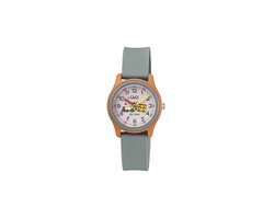 Q&Q VS59J008Y - Horloge - Sport - Analoog - Kinderen - Unisex - Plastic band - Rond - Kunststof - Cijfers - Trein - Grijs - Oranje - Roze - 10 ATM