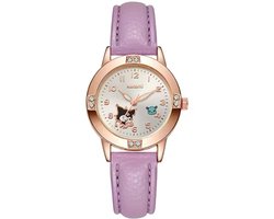 Sanrio - Kuromi horloge - paars - PU leren bandje - Cinnamoroll - Hello Kitty - My Melody - PomPomPurin - Pochacco - cadeau - Kawaii