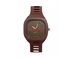 Siliconen Horloge - Bruin | Vierkant | Ø 47 mm | Fashion Favorite