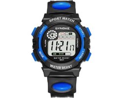 Sporthorloge - 45 mm - Rubber - Zwart/Blauw -I-deLuxe verpakking