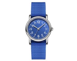 Sportief Kinderhorloge – Nylon Bandje – Kids Watch - 28 mm - Blauw