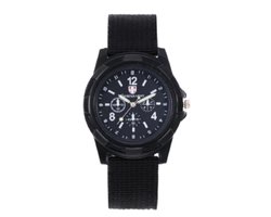 Stoer jongens-/herenhorloge quartz zwart I-deLuxe verpakking