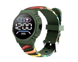 Swirl Digital Horloge - Donkergroen | Ø 37 mm | Siliconen | Fashion Favorite