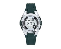 Tekday 654735 digitaal horloge 38 mm 100 meter groen/ zilverkleurig