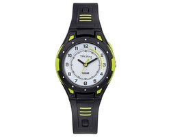 Tekday-Analoog-Sterk kinderhorloge-Waterdicht-Zwart/Groen-Achtergrond verlichting-Silicone band-Fijn draagcomfort