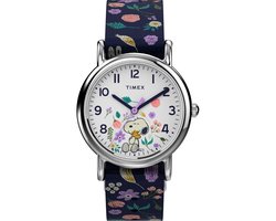 Timex Weekender x Peanuts Floral TW2V45900 Horloge - Textiel - Blauw - Ø 31 mm