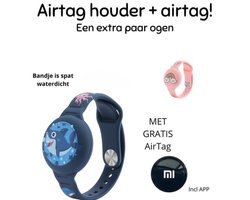 Waterdichte AirTag Armband voor Kinderen + Airtag - Verstelbaar, Siliconen GPS Tracker Houder - Blauw