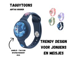 Waterdichte Apple AirTag Armband voor Kinderen - Airtag houder - Verstelbaar - Siliconen Airtag Houder - Blauw