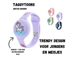 Waterdichte Apple AirTag Armband voor Kinderen - Airtag houder - Verstelbaar - Siliconen Airtag Houder - Paars