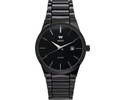 West Watch basic heren jongens horloge staal met datum - Model Milan - analoog - Ø 40 mm - Zwart